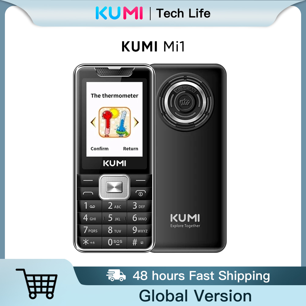 KUMI 큰 푸시 버튼 휴대 전화 GSM 듀얼 Sim FM 라디오 적외선 온도계 잠금 해제 손전등 블루투스 핸드폰